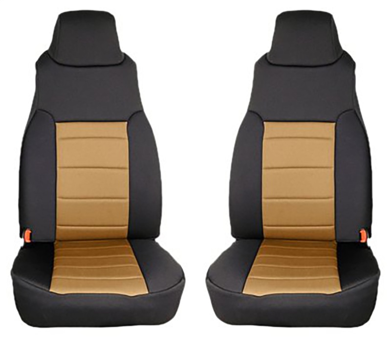 Jeep Wrangler TJ Neoprene Seat Covers - Front - Rugged Ridge - Custom Fit - Tan/Black - `97-`02